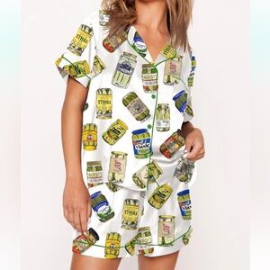 Vintage Canned Pickles Satin Pajama Set (NWOT)